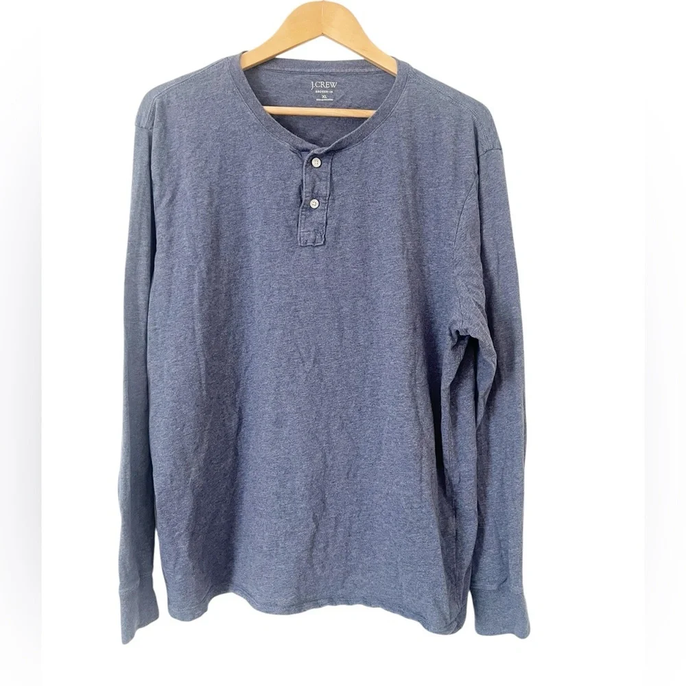 J. Crew Men's‎ Blue Long Sleeve Broken In Henley Shirt Size XL